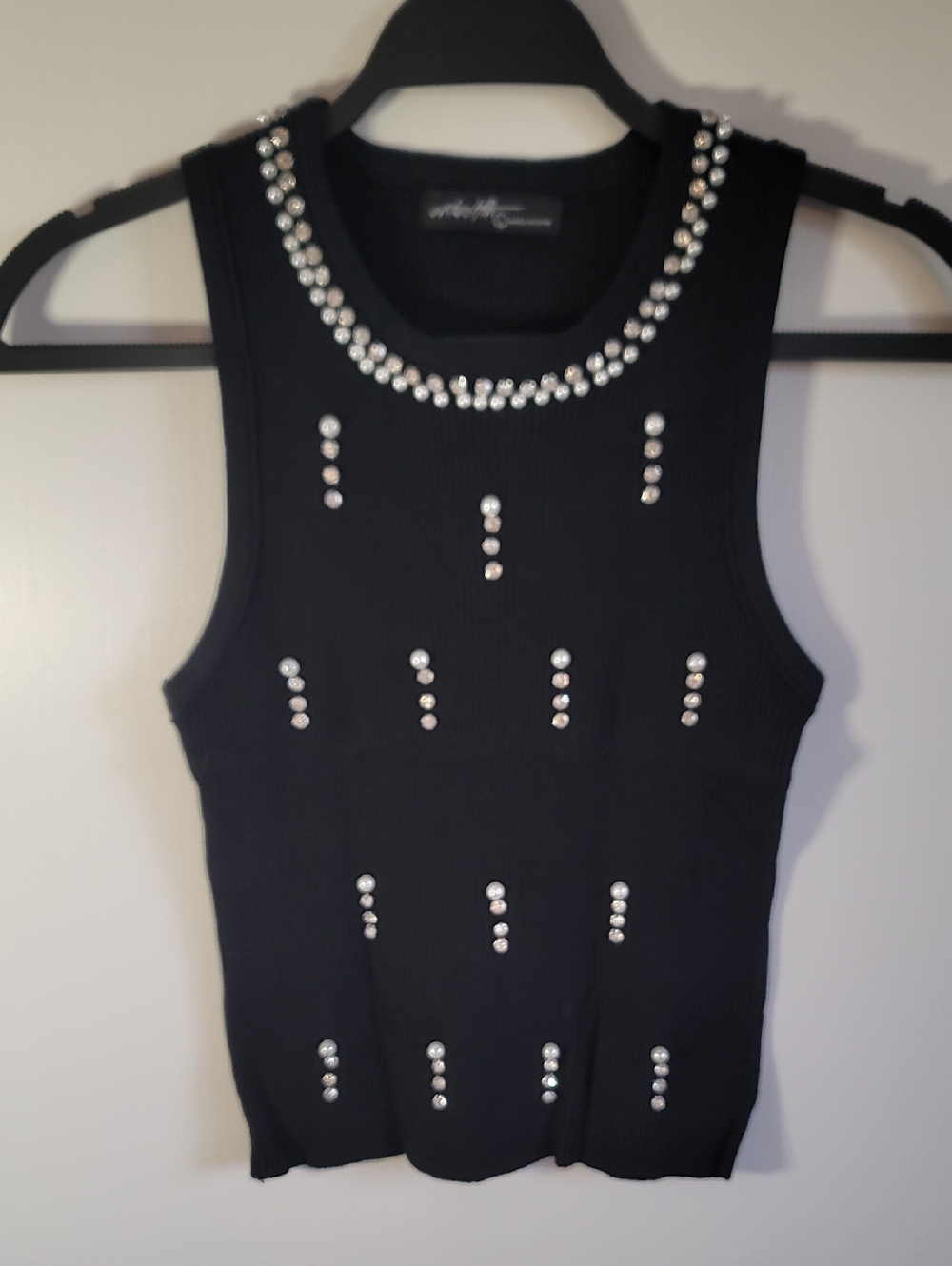 NWOT Beaded Black Sleeveless Tank Top
